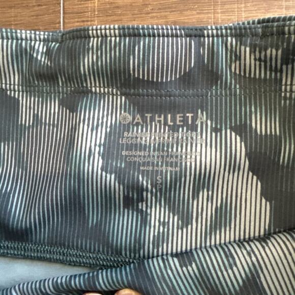 Athleta Rainier Leggings Pants Spliced Floral High Rise Green Blue Small Tight - Picture 6 of 6